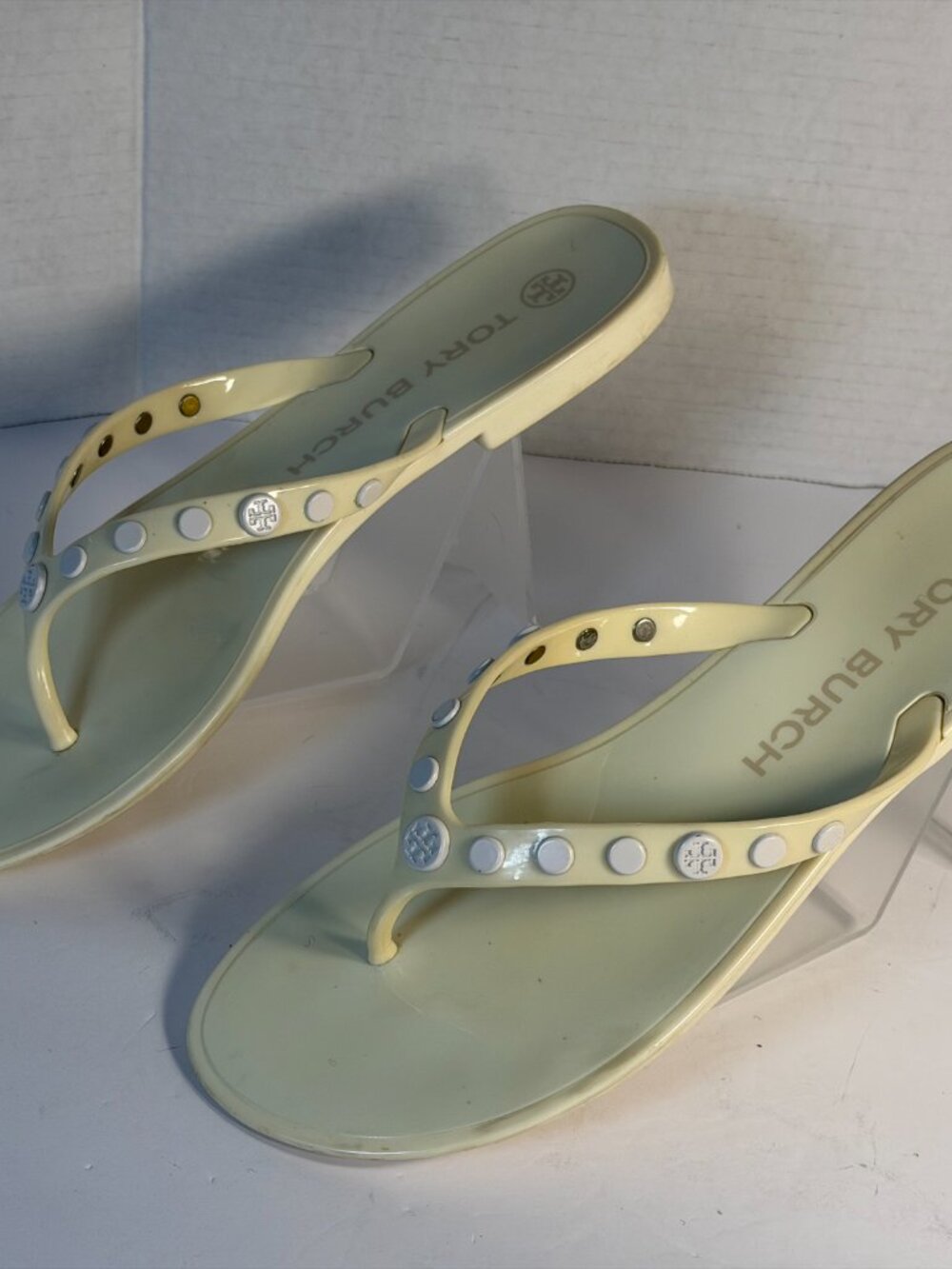 Tory Burch size 8 white studded jelly sandals